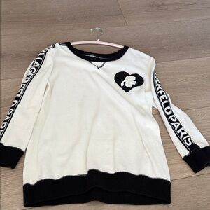 Karl Lagerfeld Black and Cream Heart Sweater